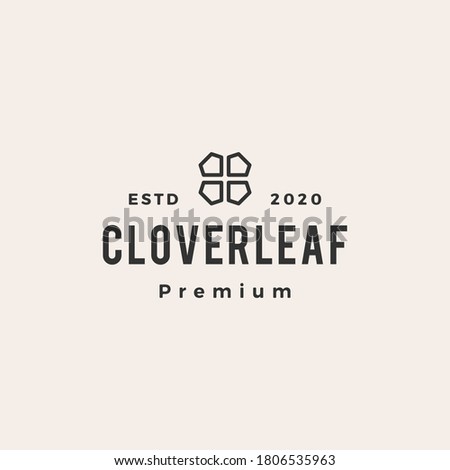 clover leaf hipster vintage logo vector icon illustration