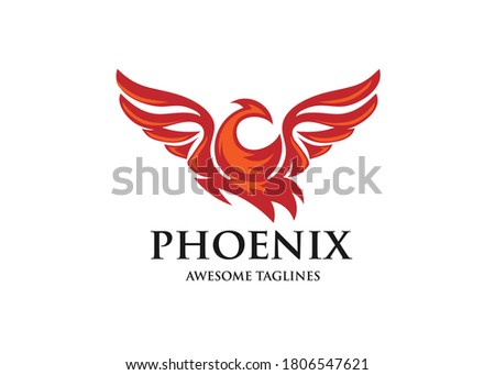 abstract phoenix bird logo design