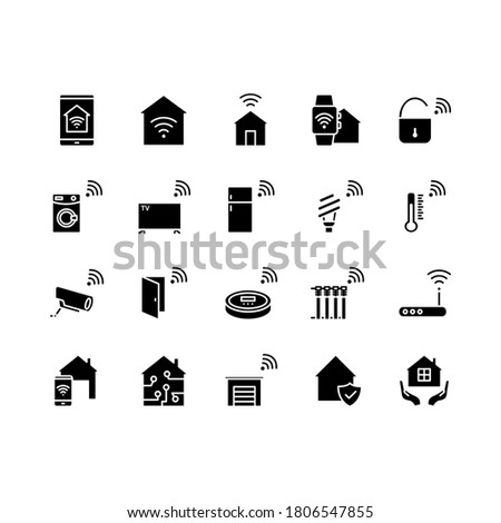 Smart Home icon set, home automation system, smart systems and technology with elements for mobile concepts and web apps. Editable stroke.