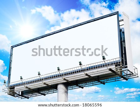 huge white blank billboard and a sun