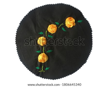 Local embroidery design of yellow rose flowers 