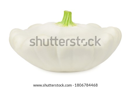 Fresh whole white summer squash isolated on a white background. Clip art image for package design.
