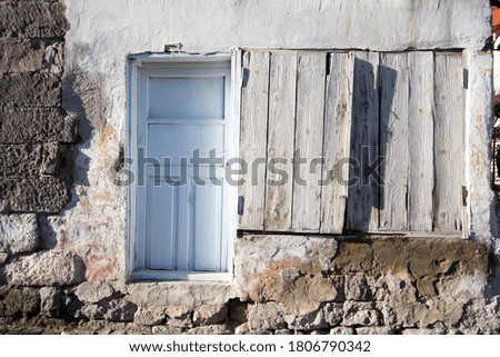 Old building and wooden door and window