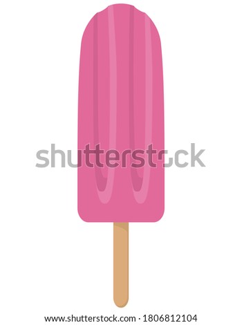Ice cream in pink glaze. Summer dessert in cartoon style.