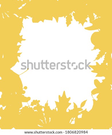 Yellow autumn frame with leaves 
silhouette. Foliage background for marketing design