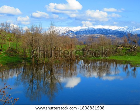wonderful picture of a lake in a mountain area