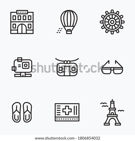 Summer holiday icons set line with white background - vector