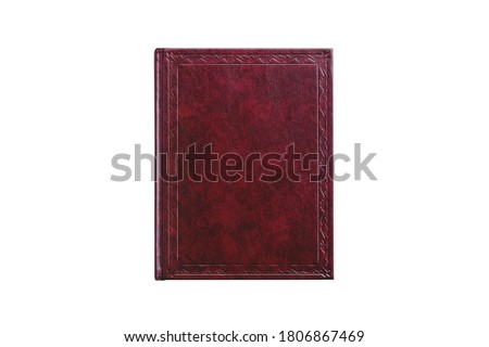 book with cover red color color isolated on white background, top view close-up