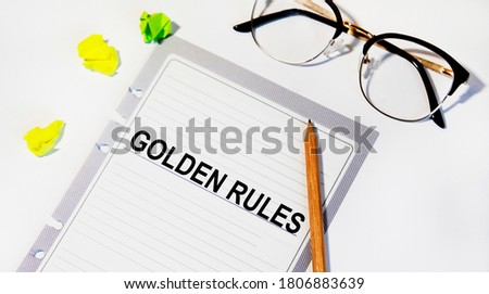 Golden rules-text inscription in the planning Notepad.