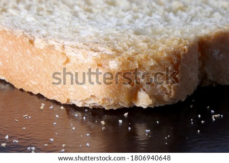 close-up of bread slices with reflection
