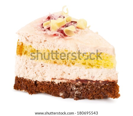 fresh cake with cream, isolated on white
