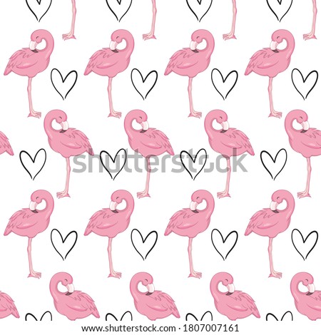 Seamless Flamingo pattern. Flamingo vector background design for fabric and decor.