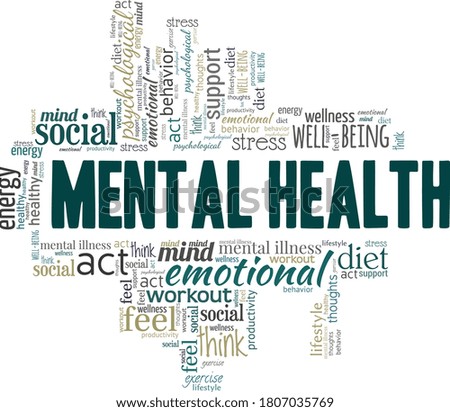 Mental health vector illustration word cloud isolated on a white background.