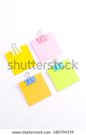 Paperclips note on isolated white background