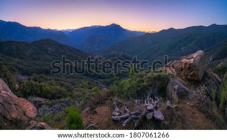 sunset over kings canyon national park in the usa