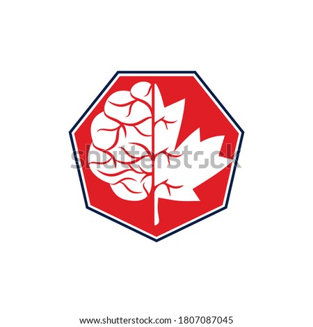 Creative brain and maple leaf logo design. Canada business sign.