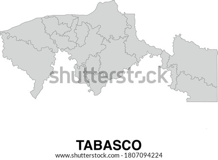 Vector Map of Tabasco Mexico Divided Into Municipalities Royalty-Free Stock Photo #1807094224