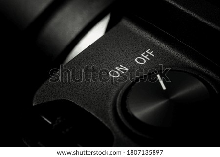 camera on/off isolated on black background