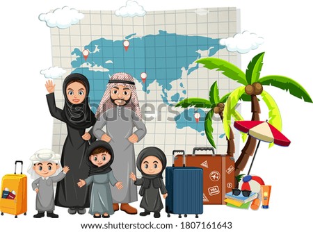 Arabian family on holiday illustration