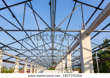 Structure of steel for building construction in the construction site