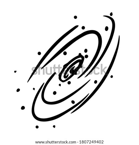 Galaxy vortex clipart doodle style icon. Isolated vector.