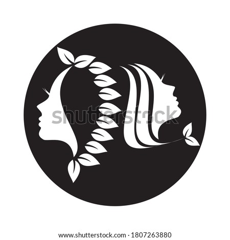 Natural Beauty Logo Design Template. Women's Health Care Logo Design. Line art, painting art, tattoo art.face logo.