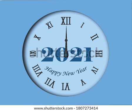 vector illustration of 2021 and happy new year message with clock design