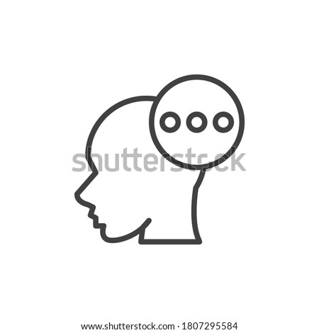 Thinking man line icon. linear style sign for mobile concept and web design. Human head with speech bubble outline vector icon. Symbol, logo illustration. Vector graphics