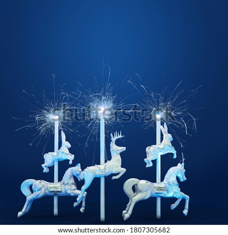 Abstract Christmas background with animals carousel