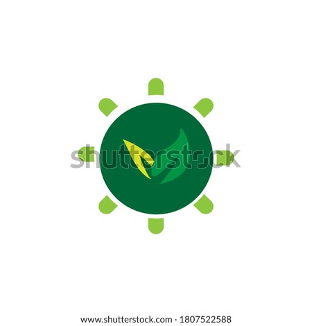 Sun of green ecology icon set flat design 