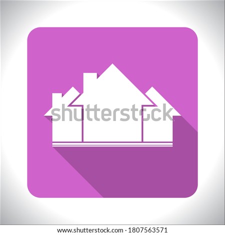 White house symbol with shadow isolated on purple