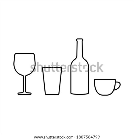 Line art vector of Glass, flat icon, illustration vector