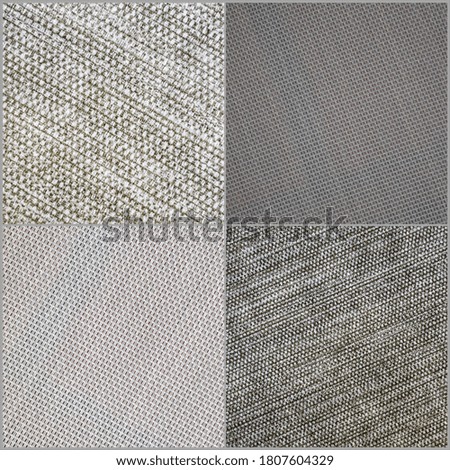 Collage of plain gray squares with different patterns from textile texture. Template for the decoration of ceramic tiles and wallpaper design. High quality photo