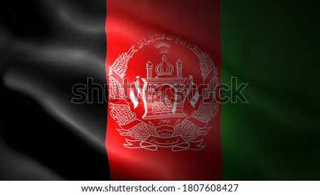 close up waving flag of afghanistan. flag symbols of afghanistan.