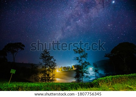 Milky Way. Beautiful summer night sky with stars. Background. took a picture in Pangalengan Bandung, West Java, Indonesia