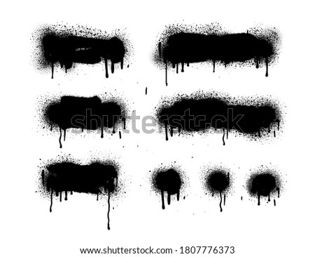Hand drawn brush strokes isolated on white background. Grunge graphic elements. Dirty texture banners. Ink splatters. Vector illustrations.