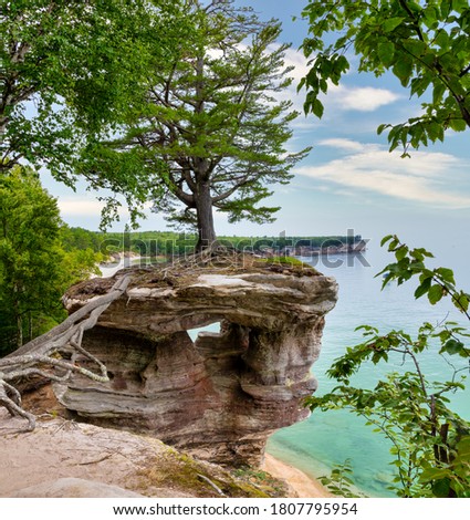 Chapel Rock Over Lake Superior in Pictured Rocks National Lakeshore in Michigan's Upper Peninsula