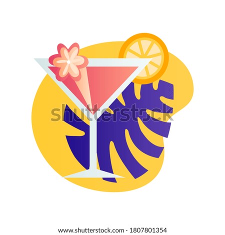 Cool drink clip art in beach theme. Vacation on the beach illustration