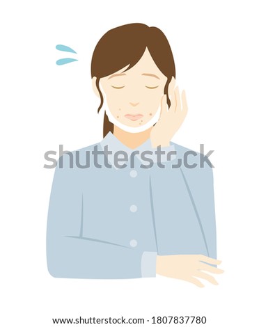 Clip art of a woman with a mask and rough skin