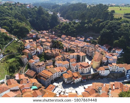 Asturias. Beautiful coastal village in Asturias. Spain. Drone  Photo