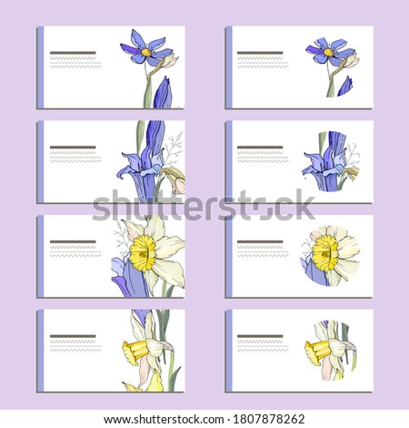 Set with visit cards for floral and season design