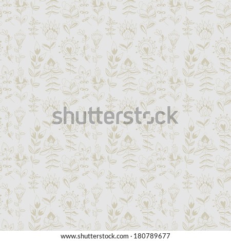 abstract floral pattern. contour hand-drawn. Endless floral pattern. Plant elements. Full color seamless pattern. Use as a fill pattern, backdrop, seamless texture.