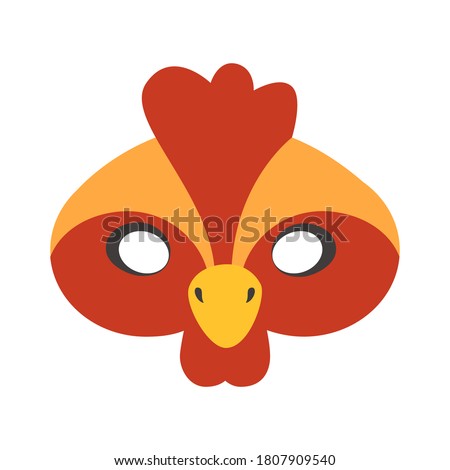 Illustration of carnival mask of a pet cock. Eye mask for children's parties, Halloween, masquerades. for design, postcards. flat style, vector