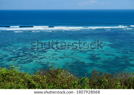 Nusa-dua bay ocean view from high cliff. Bali isoland, Indonesia