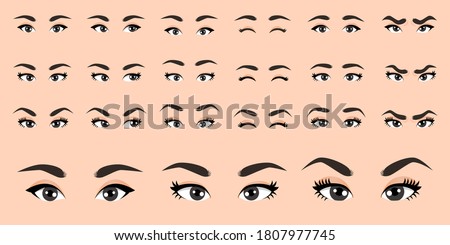Cartoon female eyes collection vector illustration Royalty-Free Stock Photo #1807977745