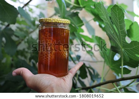 honey jar in one hand