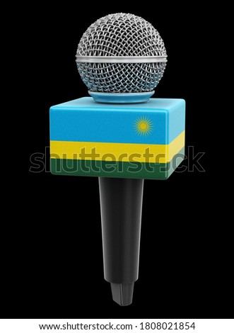 3d illustration. Microphone and Rwanda flag. Image with clipping path