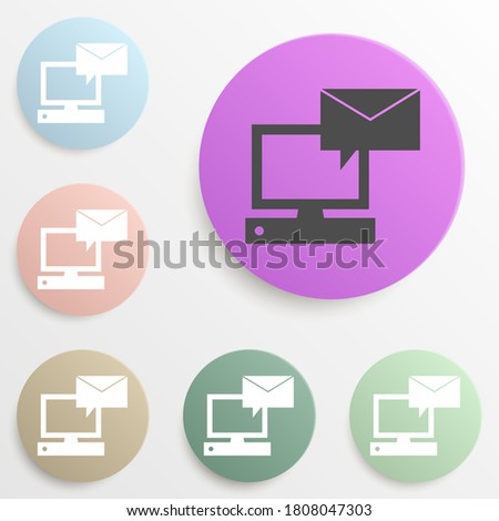 message on the computer badge color set. Simple glyph, flat vector of web icons for ui and ux, website or mobile application