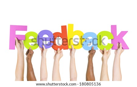Multi Ethnic People Holding The Word Feedback Royalty-Free Stock Photo #180805136