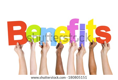 Multi Ethnic People Holding The Word Benefits Royalty-Free Stock Photo #180805151